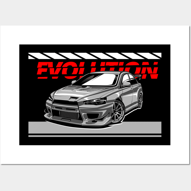 Mits Lancer Evo X Grey Wall Art by aredie19